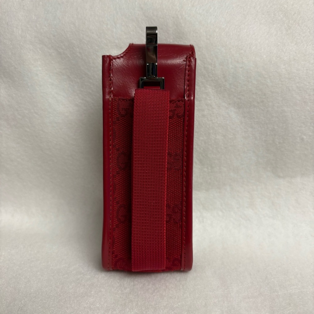 VTG GUCCI Red Belt Pouch Case GG Print Clip Old Cell Phone Pouch - Picture 2 of 15